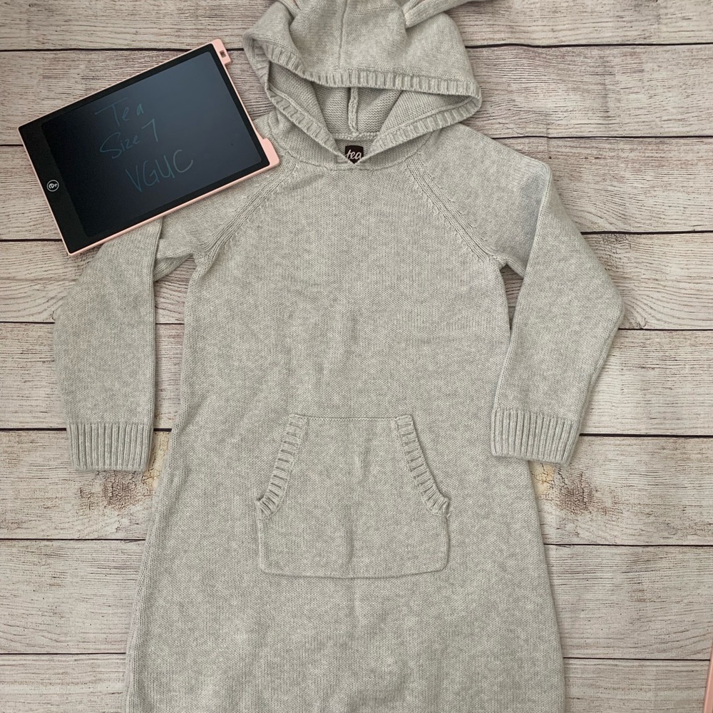 Tea Collection Gray Hooded Sweater Dress